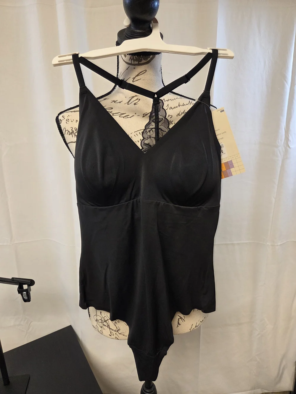 True & Co. Black Strappy Shaping Bodysuit